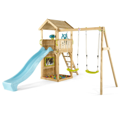 Lookout Tower Wooden Climbing Frame with Swings (Colour Pop Edition)